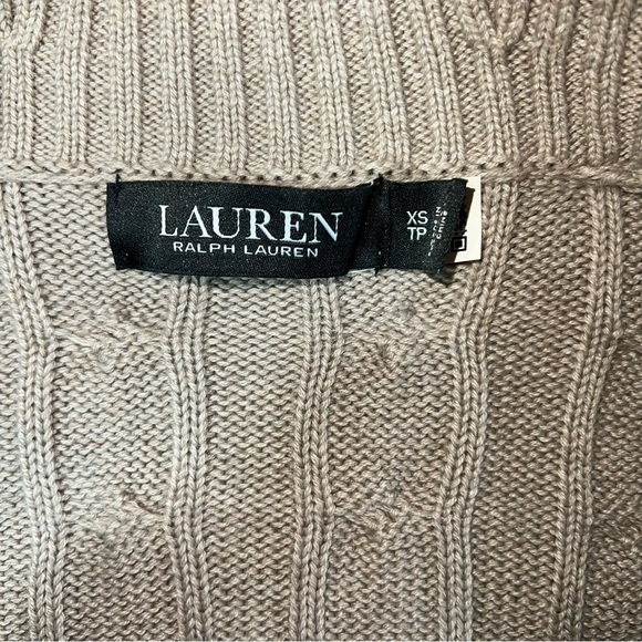 Lauren Ralph Lauren Cream Cable Knit Shawl Collar Buckle Sweater XS Old Money - Picture 8 of 11